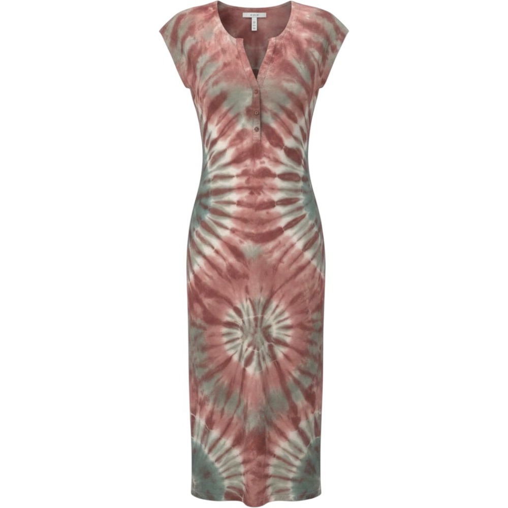 Young Fabulous & Broke Pink Tie Dye Ribbed Henley Maxi Dress SMALL Boho Fest